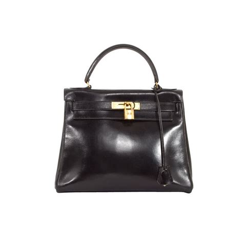 HERMES Black 25cm Bonwit Teller Edition Kelly Box Bag 